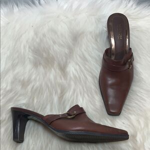 Villager Evening BNrown Leather Mules Sz 7.5